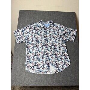 Robert Graham Short Sleeve Button Front Shirt Colorful Plaid Size 2XL